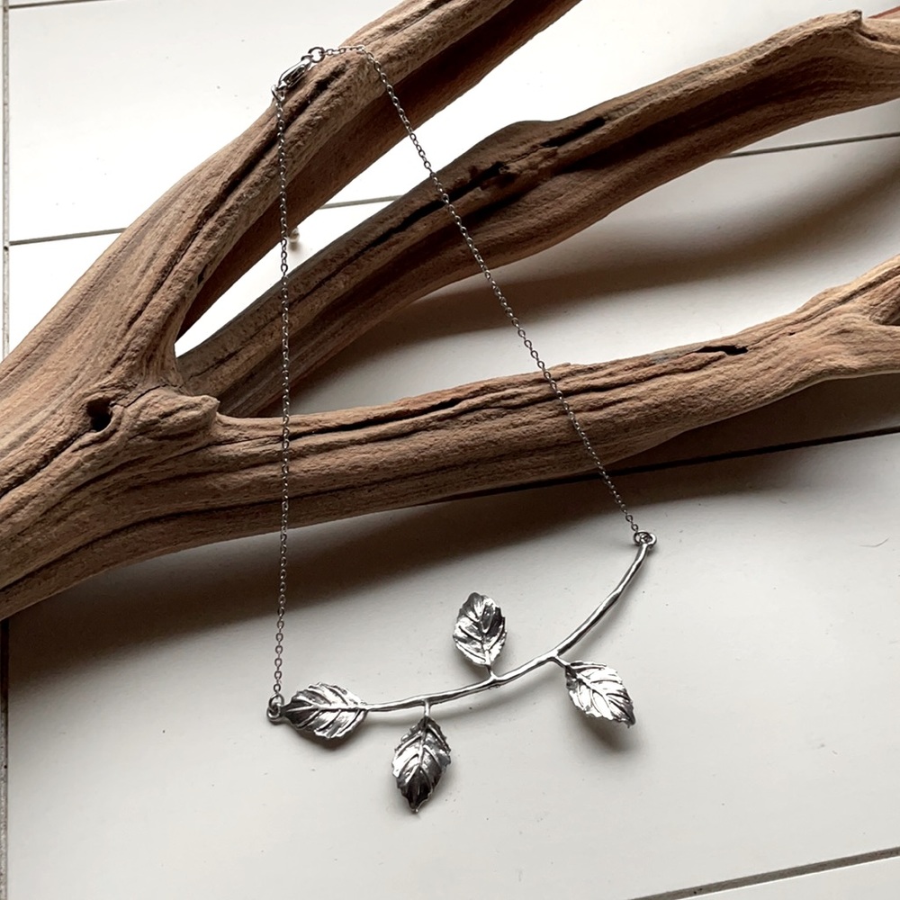 Silver Olive Branch Necklace